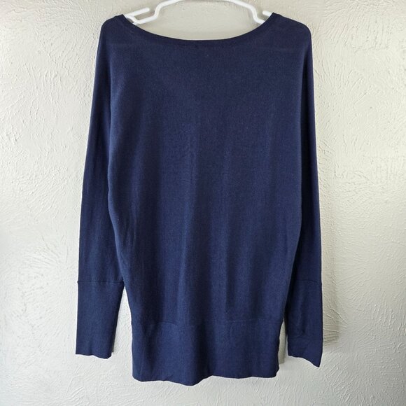 Lilly Pulitzer V Neck Sweater M Blue Silk Blend Pullover Preppy Minimalist Top - Picture 6 of 13